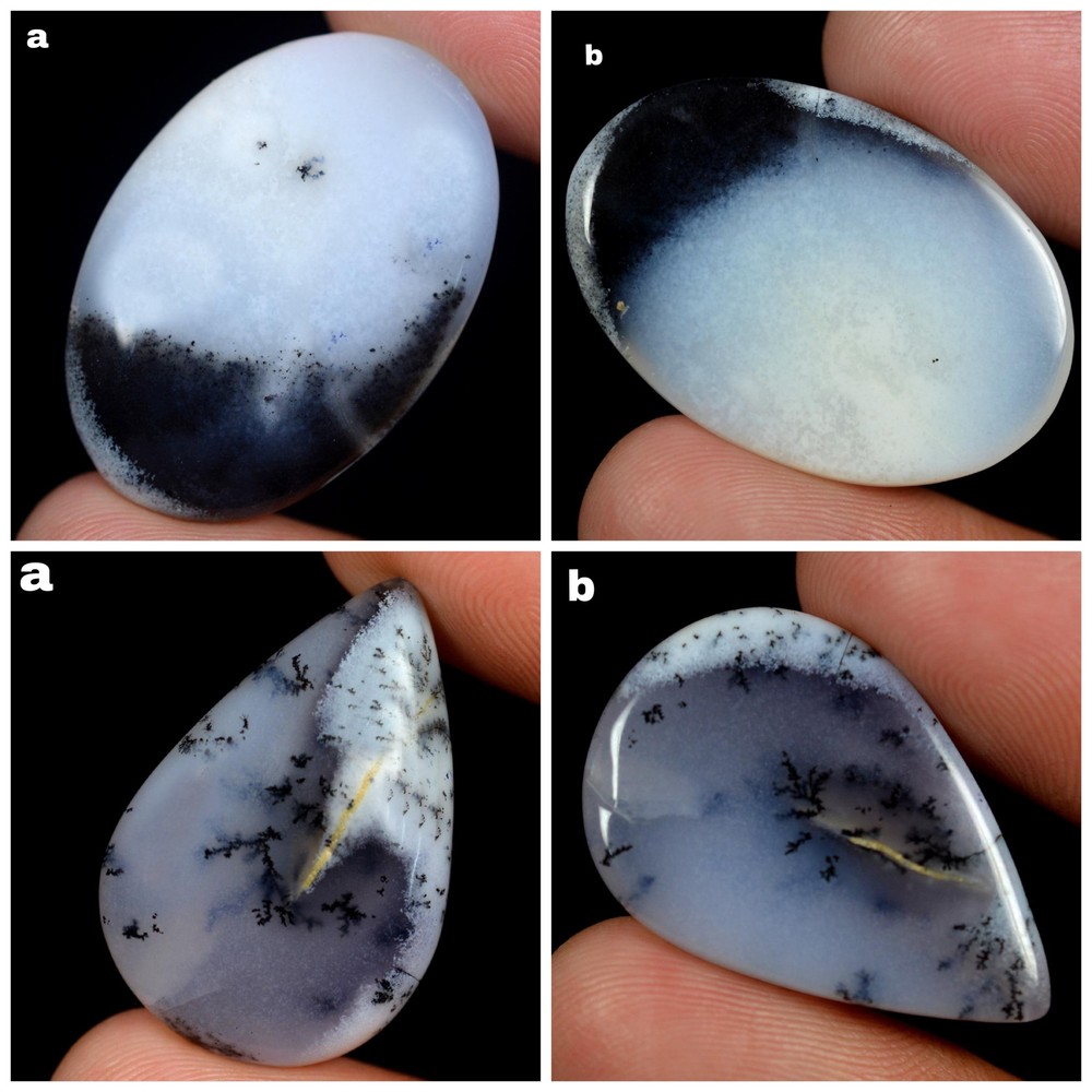 Cabujón de ópalo dendrita 100 % natural 33,95,22,60 quilates 2 piezas piedras preciosas mixtas año fiscal 20