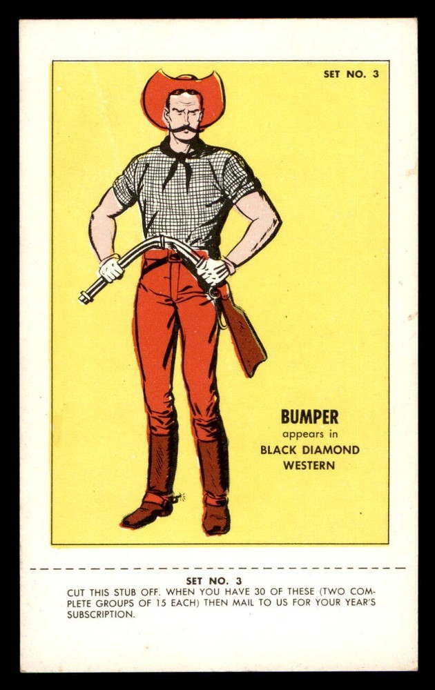 1951 Lev Gleason Comic Cards Coupon #7 Bumper (Black Diamond Western) NM-image