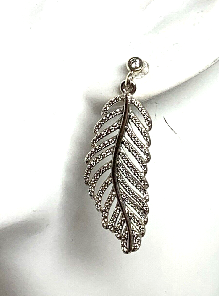 Pandora Light As a Feather Sterling Silver Dangle Earrings
