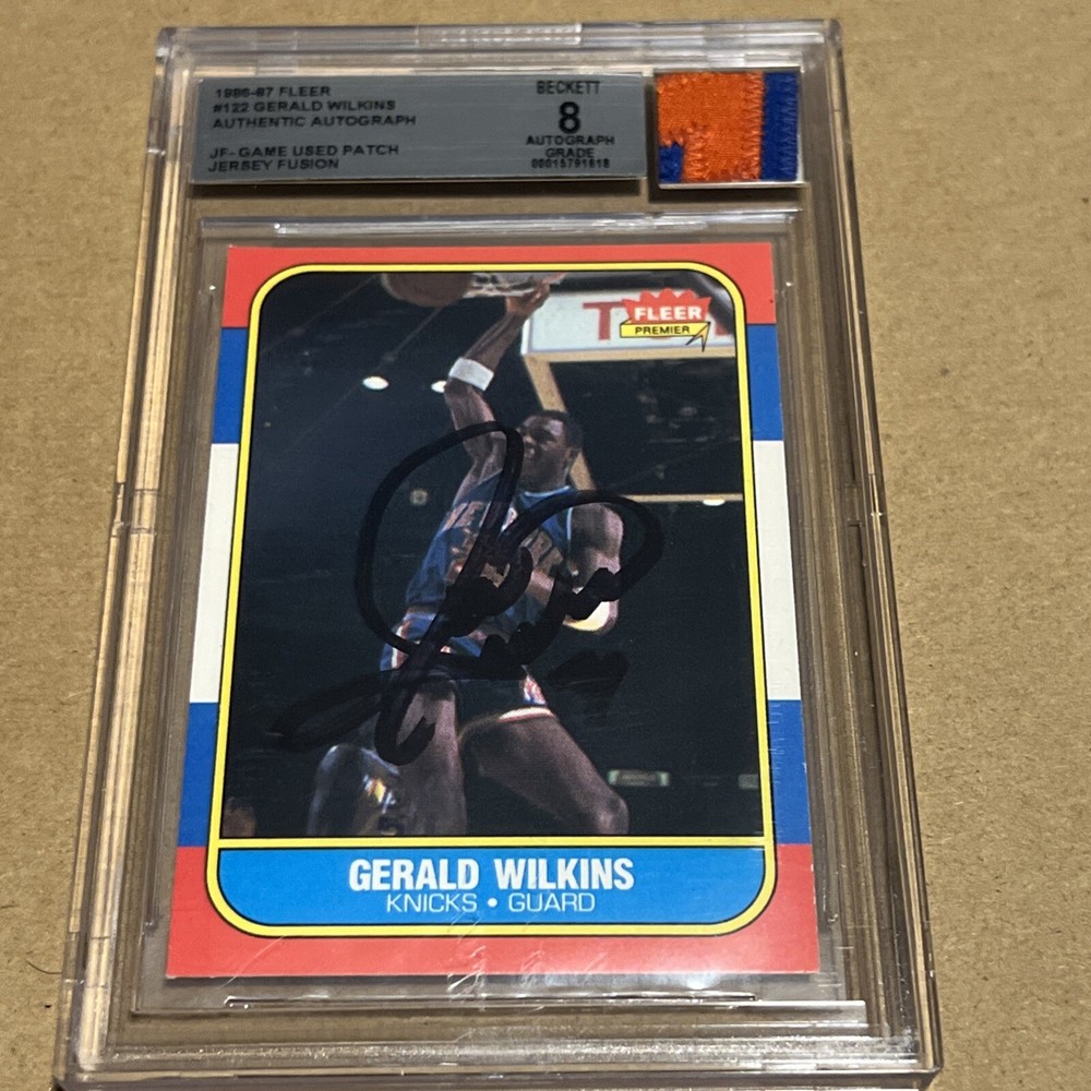 1986-87 Fleer Jersey Fusion Gerald Wilkins  #122 Game Patch BGS 8 Autograph