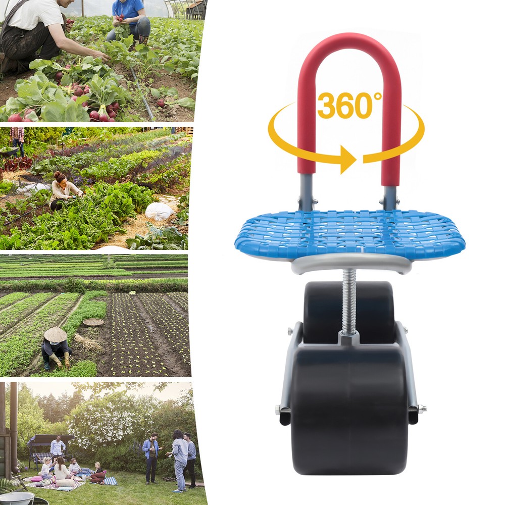 360° Swivel Rolling Garden Scooter Cart with Seat & Wheels  