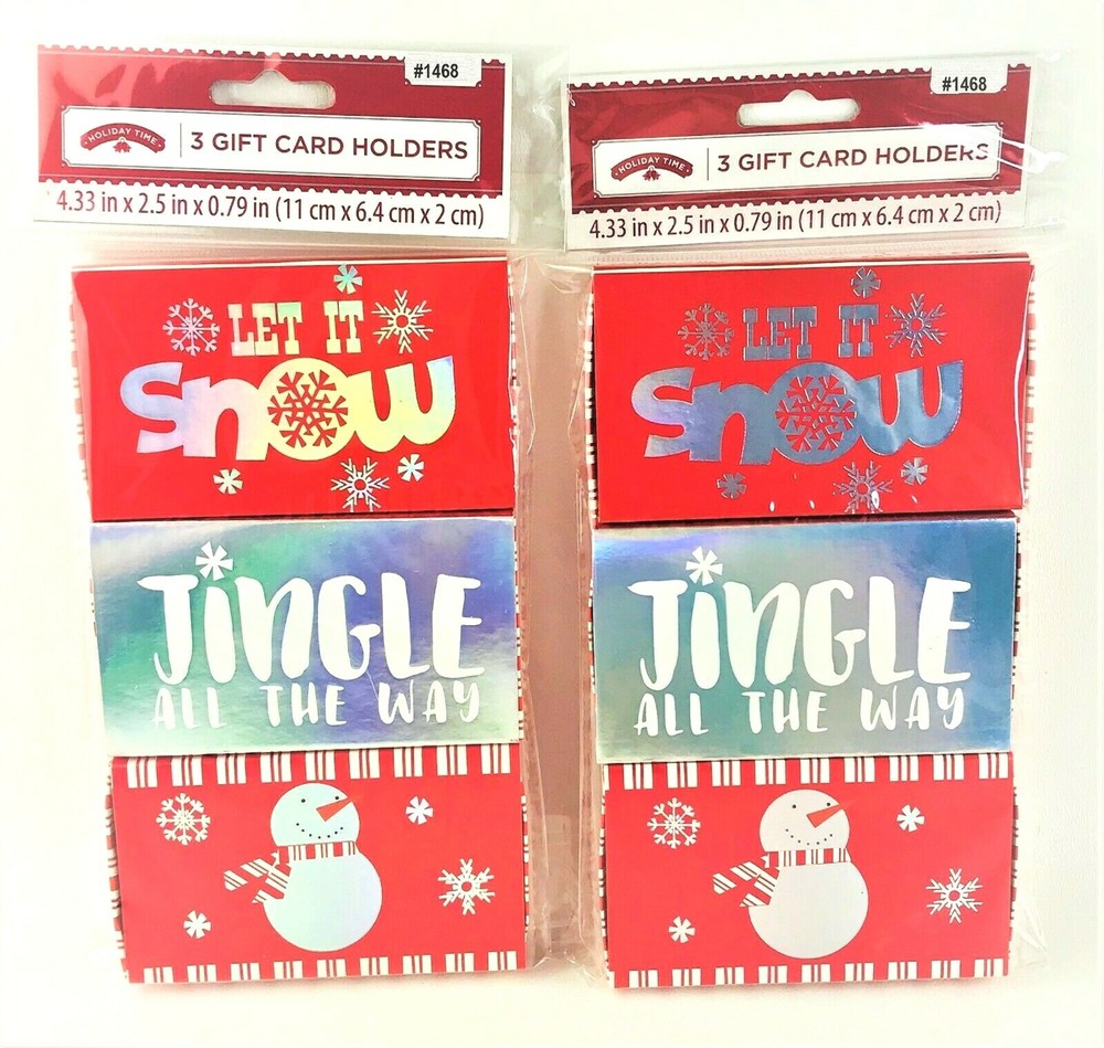 6 Festive Gift Card Holders - Snowman, Let It Snow, Jingle All The Way Designs-image