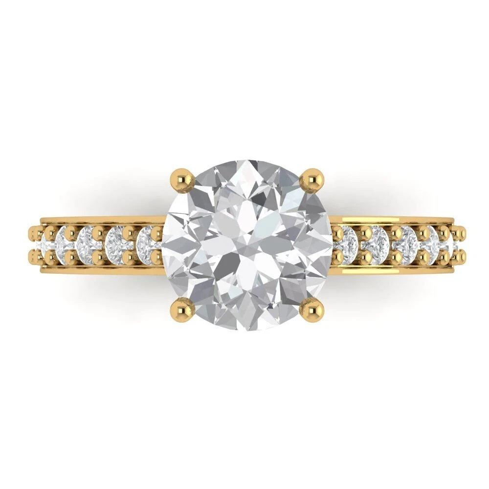 2CT Round Cut Moissanite Promise Ring in 14K Yellow Gold