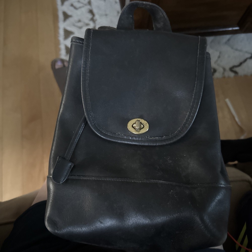 Vintage Coach Leather Backpack in Black 9x7 Inches 9960 Style  