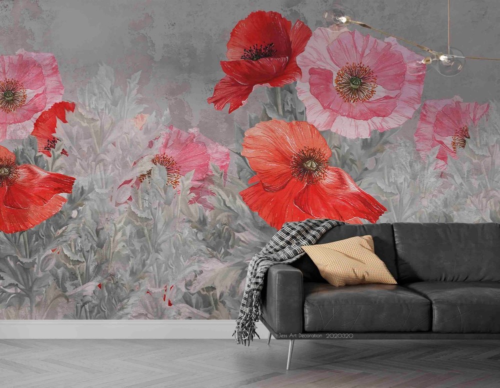 3D Flowers Leaves Plants Watercolor Wall Murals Wallpaper Murals Wall Sticker