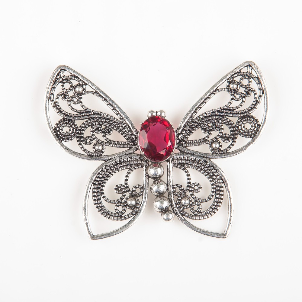 Gift For Her 925 Silver Natural Pink Rubellite Gemstone Pendant Butterfly