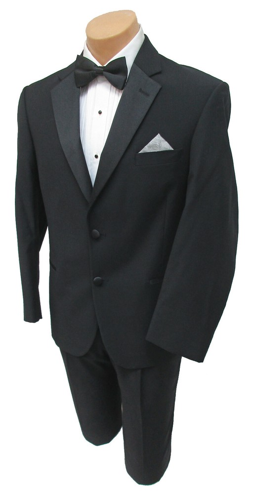 Men’s Calvin Klein Black Tuxedo Jacket & Flat Front Pants 100% Wool 41S / 35W