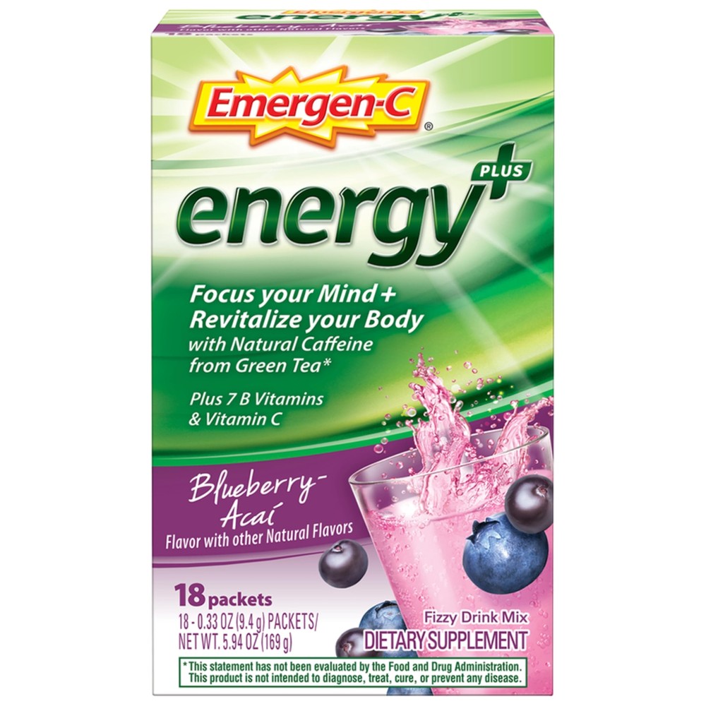 Energy+, With B Vitamins, C And Natural Caffeine From Green Tea(Blueberry Aca...