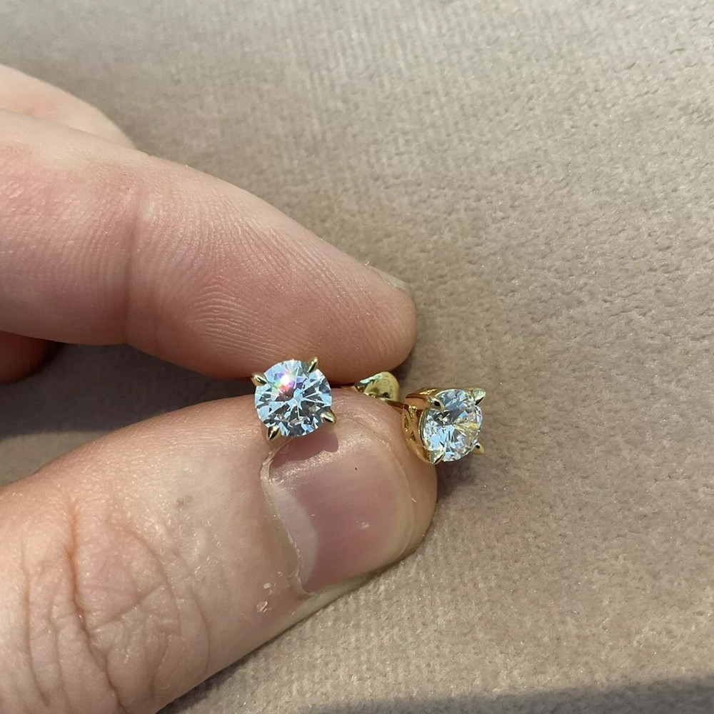 1.5 Carat Lab Created Diamond Solitaire Stud Earrings Platinum Plated 925