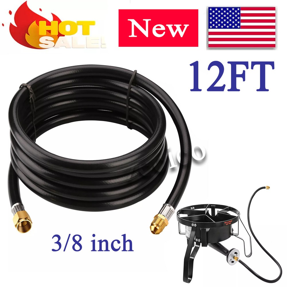 12FT Propane Extension Hose, 3/8 inch Female Flare Fitting x 3/8 inch Male Flare