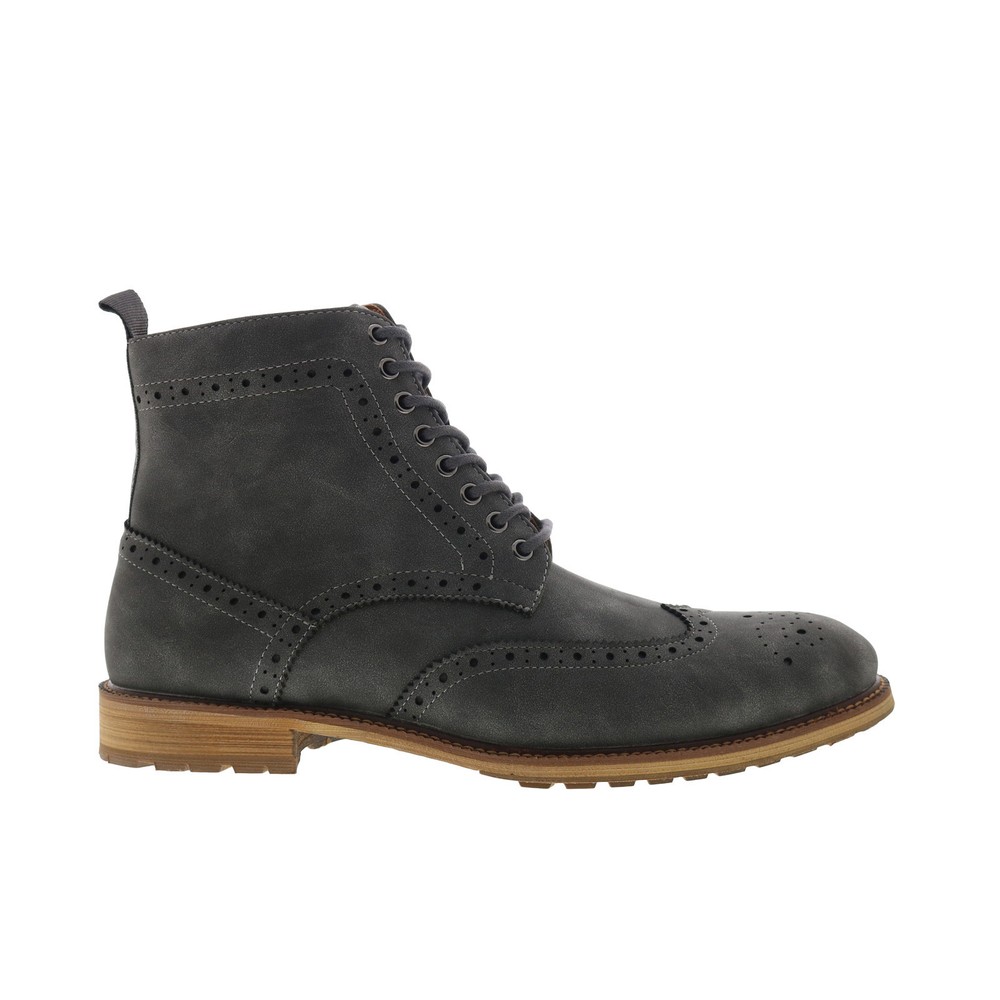 Steve Madden M-Ryland Mens Gray Synthetic Lace Up Casual Dress Boots