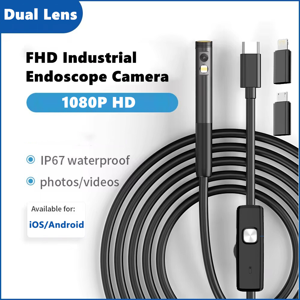 1920P Dual Lens Snake Inspection Borescope Type C iPhone Endoscope Scope Camera