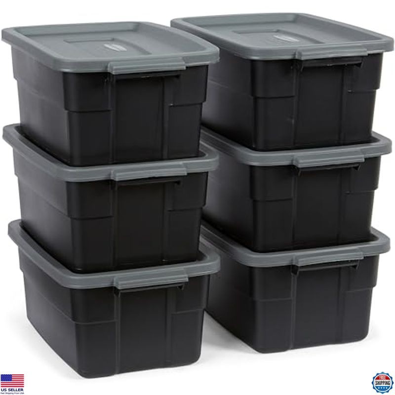 6-Pack 3-Gal Stackable Plastic Storage Bins with Lids & Handles