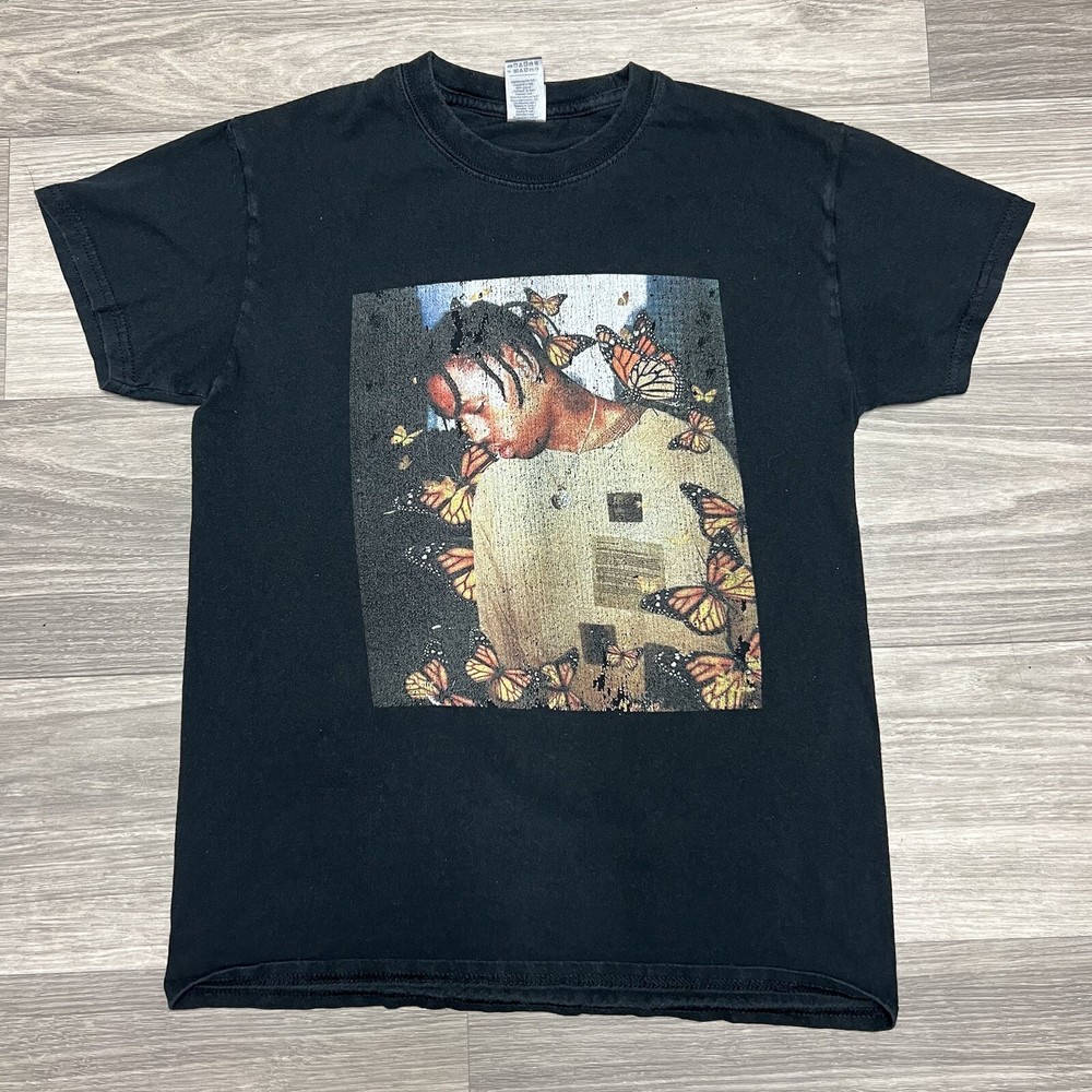Travis Scott Butterfly Effect T Shirt Adult S Black Fade Rap HipHop Skate Grunge