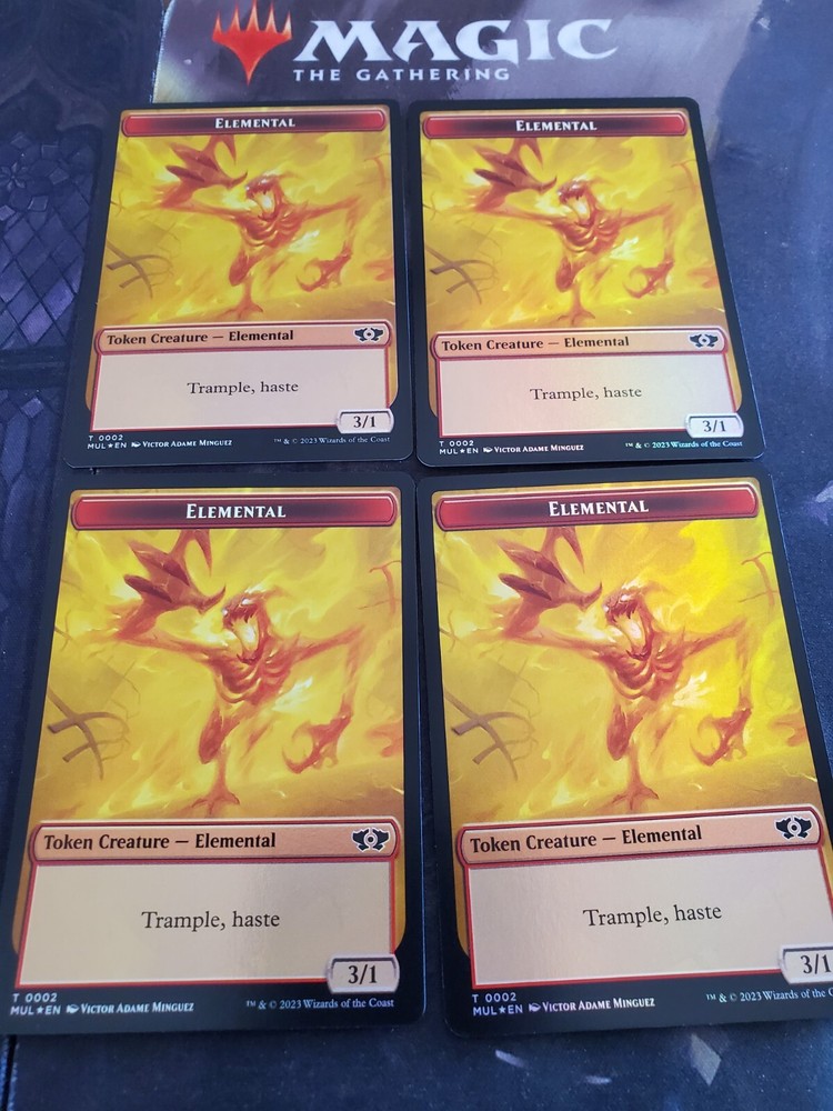 4x MTG Elemental Tokens Foil Double-Sided March of the Machine NM 0002-image