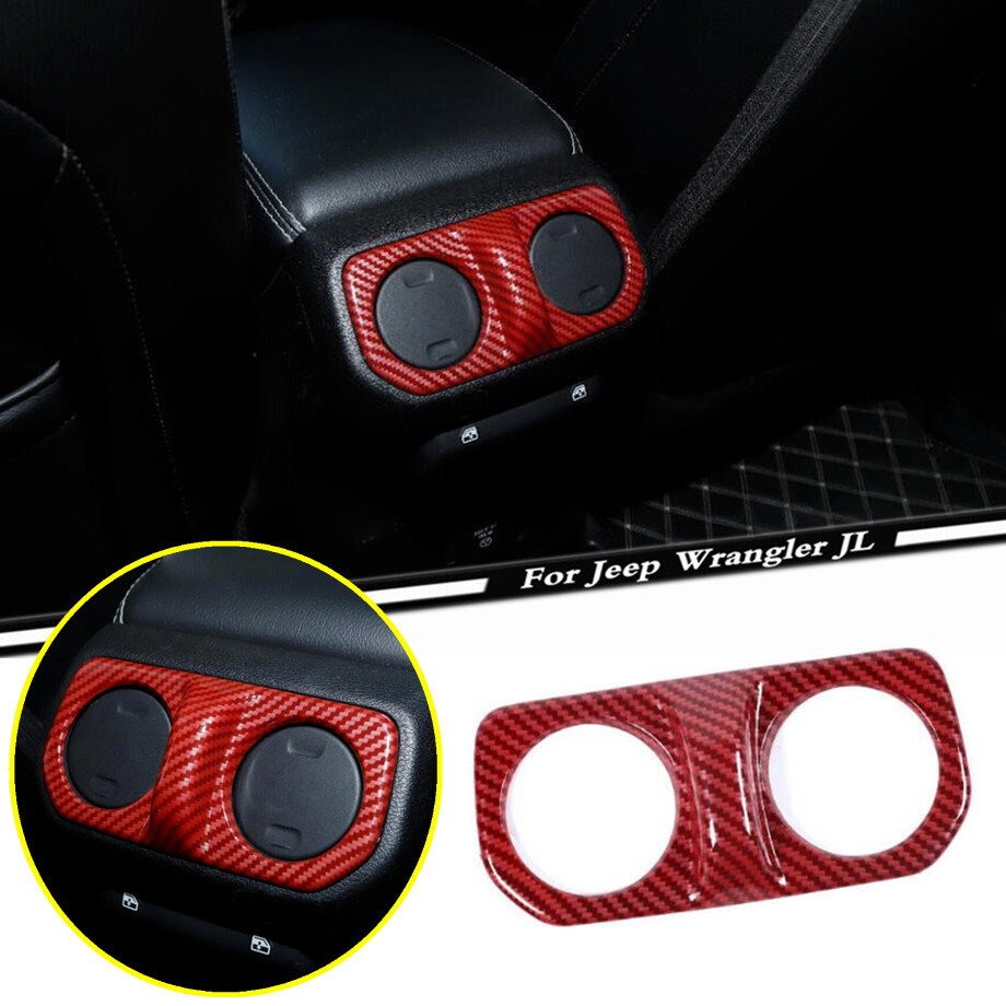 For 18-23 Jeep Wrangler JL Red Carbon Fiber Back Row Air Outlet Vent Cover Trim