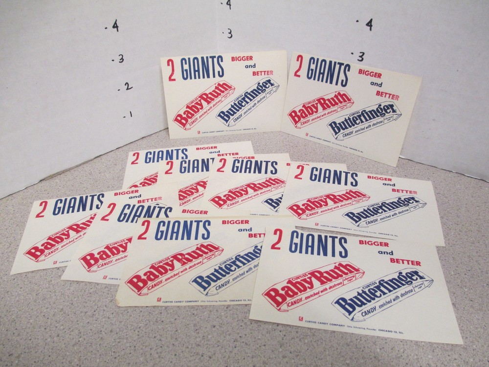 1950s Curtiss Candy Bar Coupons - Baby Ruth & Butterfinger - 12 Vintage Paper Cards-image