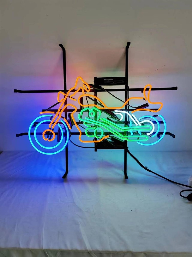 Neon Beer Bar Sign for Motorcycle Garage Pub Cafe Open Glass Lighting