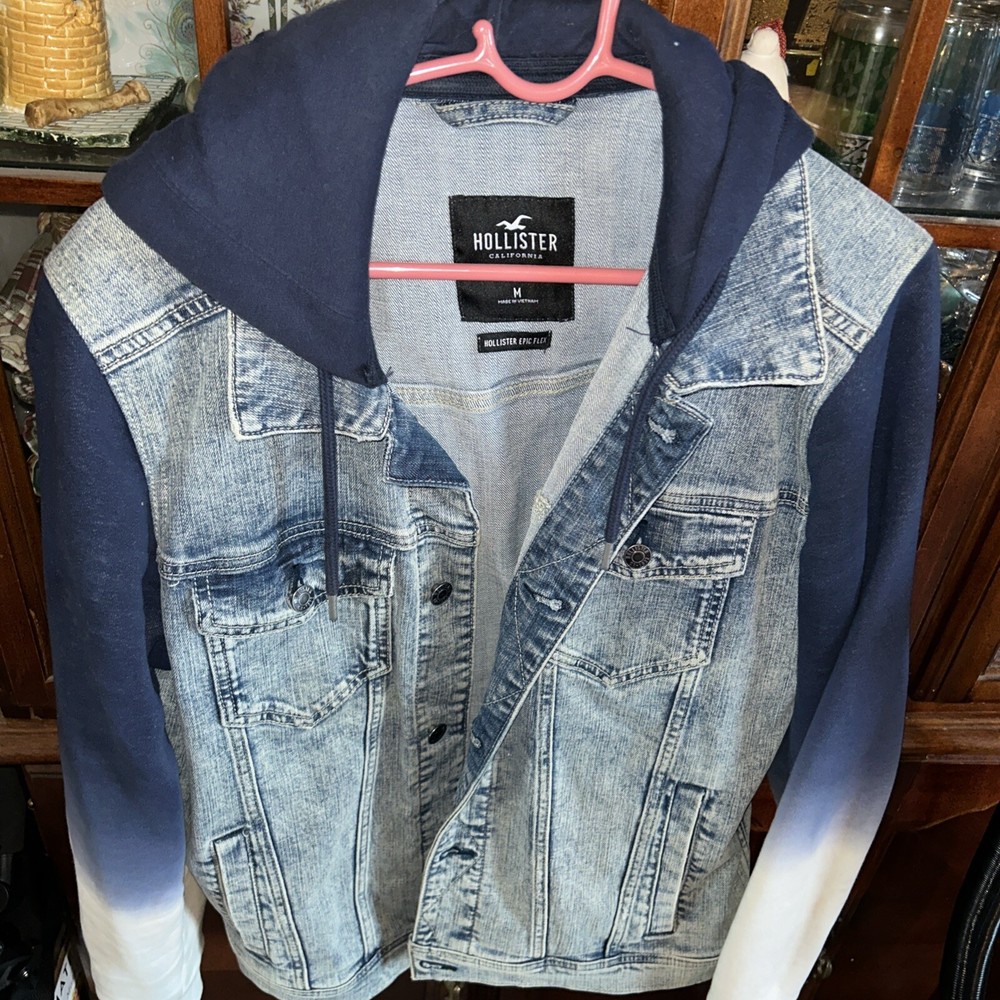 Hollister Hooded Jean Jacket Hoodie Size Medium