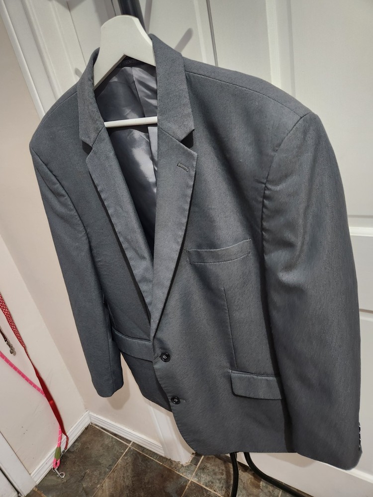 Michael Kors Blazer Jacket Men's 46L Gray 100% Wool Single Breasted Notch Lapel