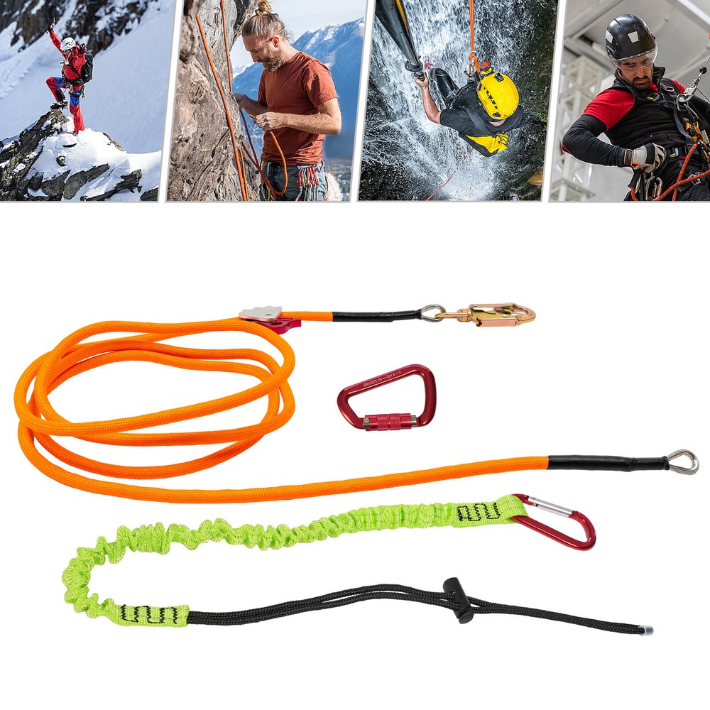 Steel Core Flip Line 14ft Tree Climbing Lanyard w/Triple Locking Carabiner 20KN