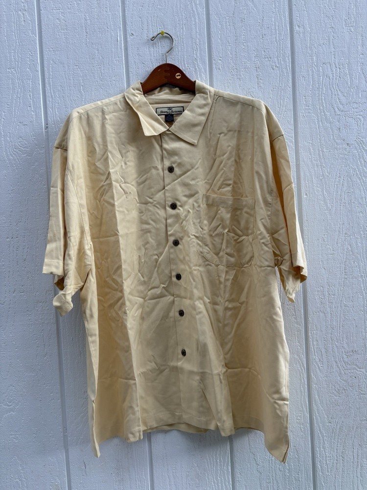 Clearance Sale!! New Tommy Bahama Men’s Silk BUTTON DOWN Shirt ,Size 2XL Yellow-image