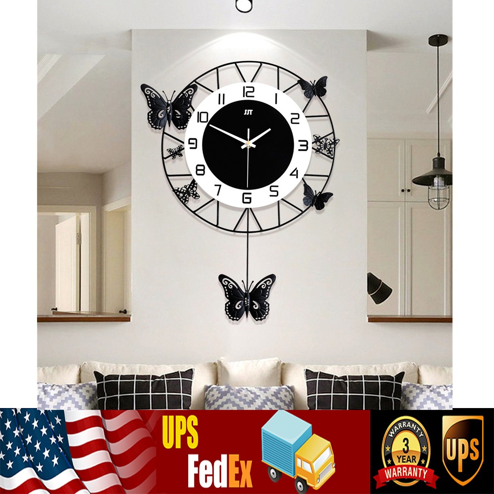 Large Butterfly Quartz Clock Simple Wall-mounted Clock For Livingroom Office