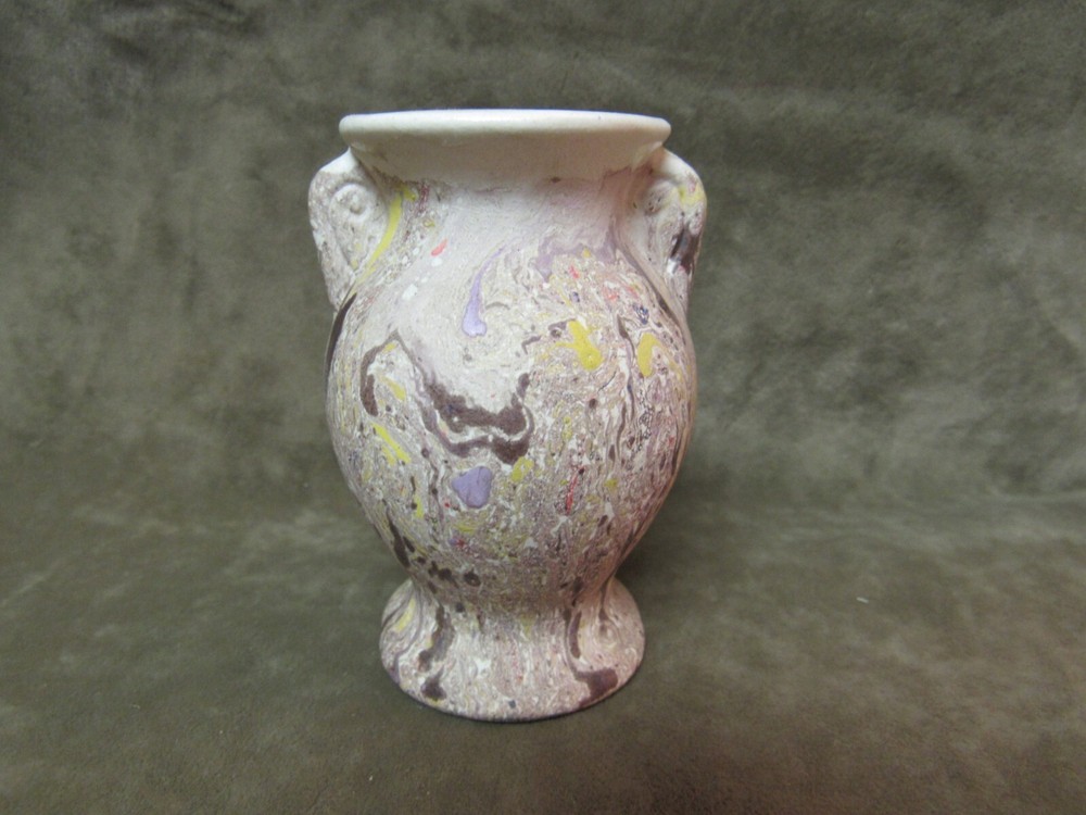 Vintage Hand-Dipped Swirl Multicolor Glaze Small Art Pottery Vase