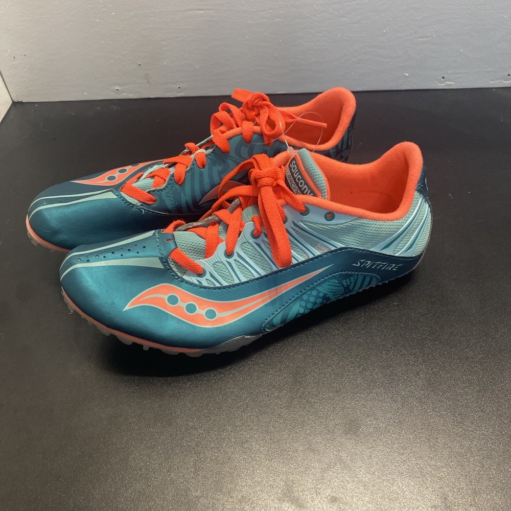 Saucony Racing Spitfire Track Shoes Womens Size: 8.5 Green With Spikes