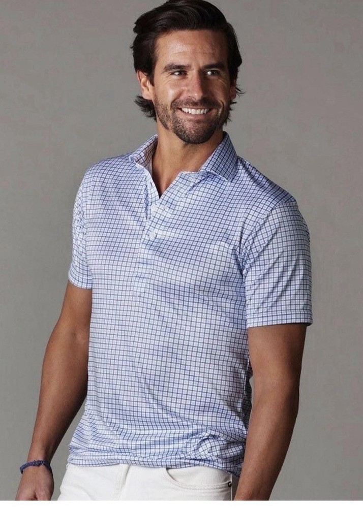 Collars & Co. Dress Collar Polo in a blue and white check Size XL BNWT