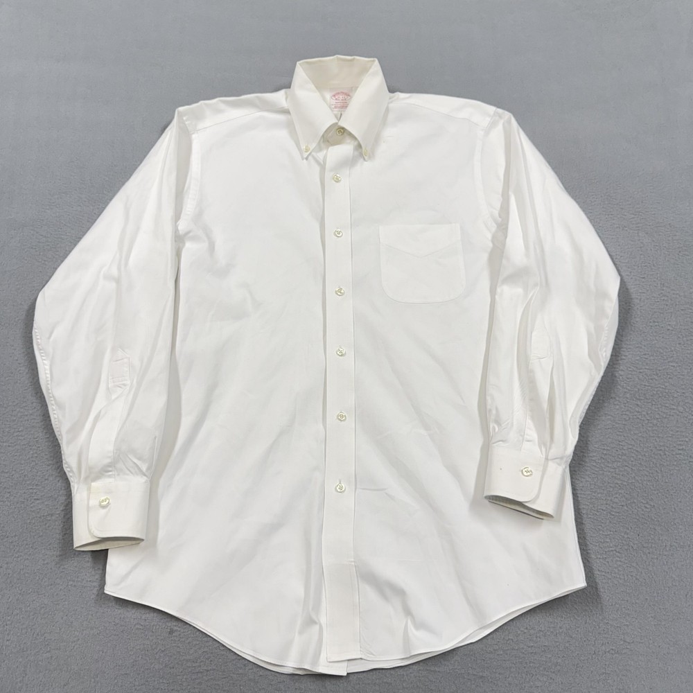 Brooks Brothers Shirt Mens 15 32/33 White Supima Cotton Dress Button Down
