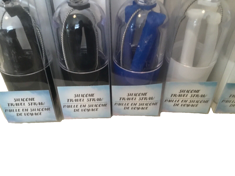 Reusable Straw On The Go TRAVEL Straw w/Case & Cleaning Brush(2)asstd colors