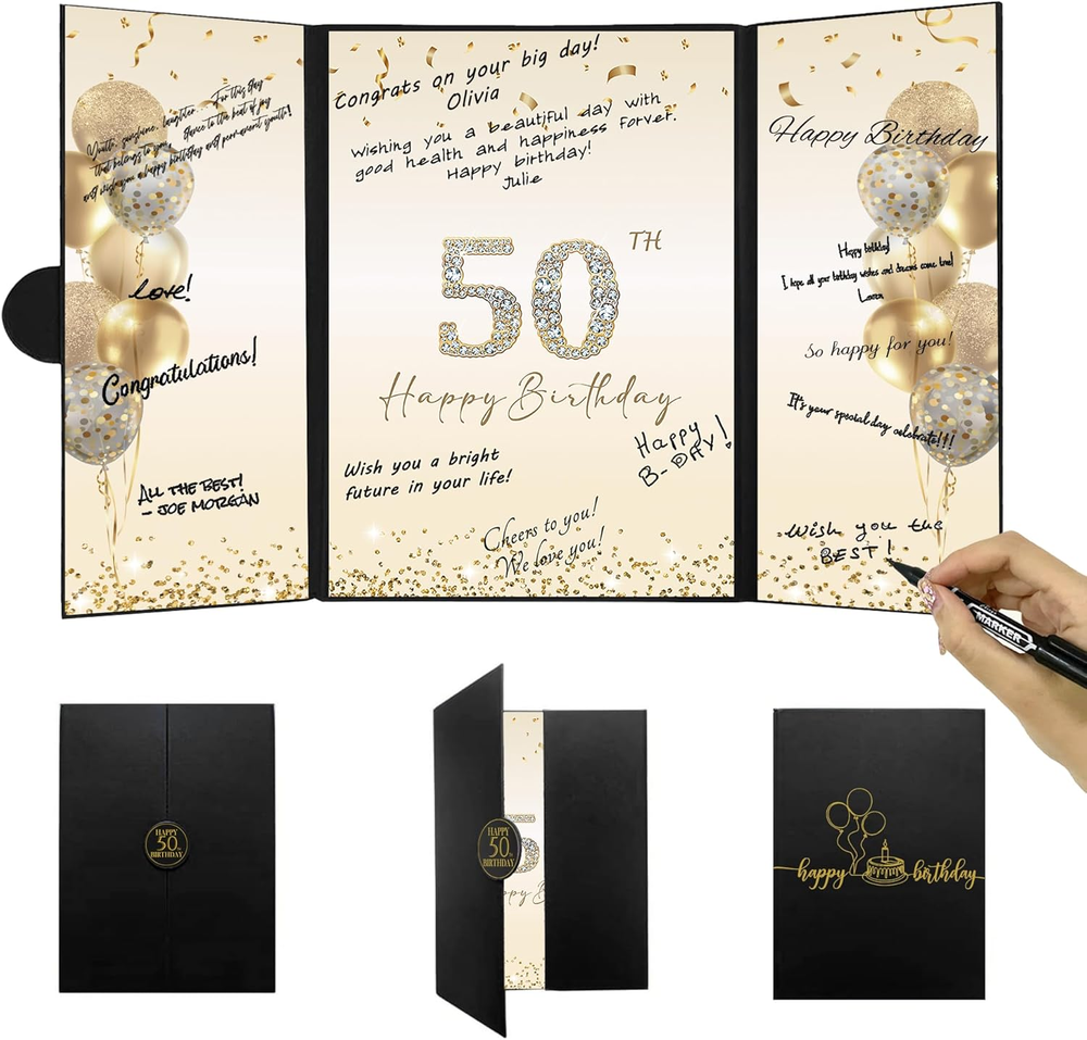 Black Gold 50th Birthday Party Decorations Happy 50th Birthday Sign Alternative