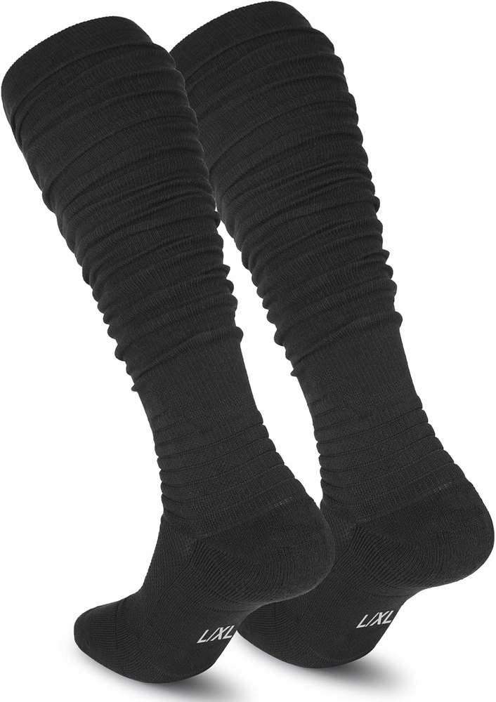 Ultra-Long Scrunch Football Socks with Ankle Padding for Men & Women