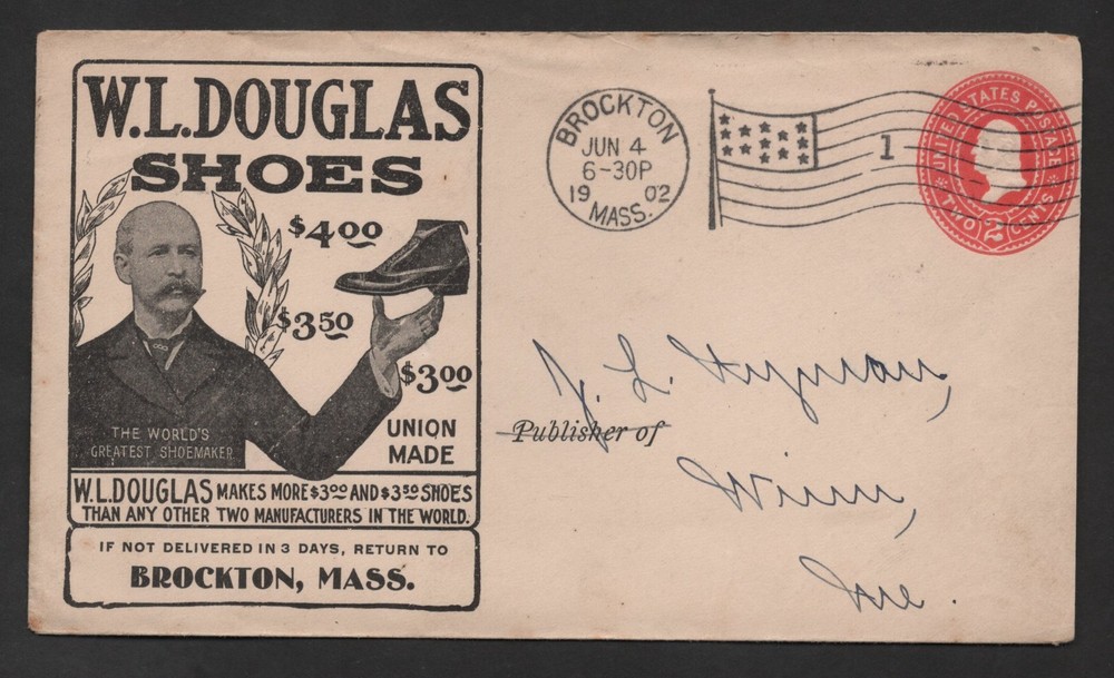 US 1902 W.L. DOUGLAS SHOES ADVERTISING COVER FROM BROCKTON MASSACHUSETTS