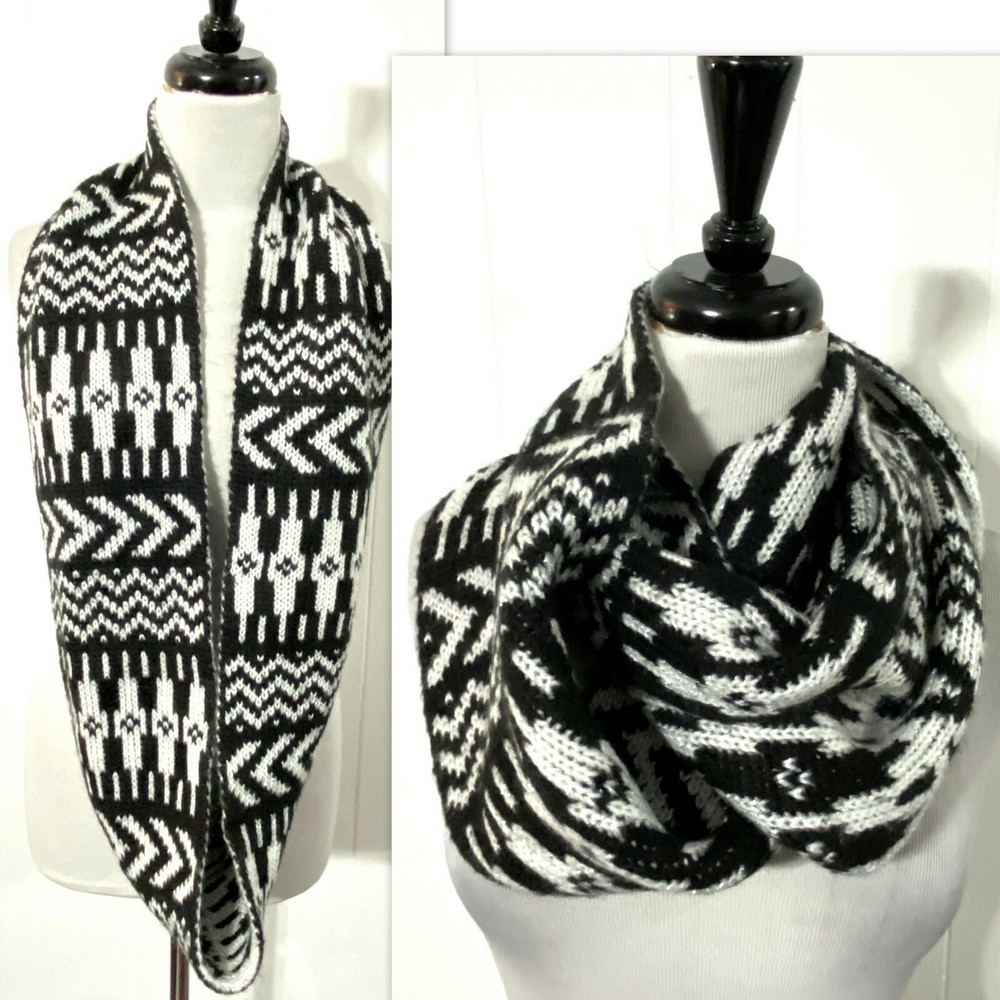 aeropostale BLACK WHITE Sparkle SILVER Infinity Sweater Scarf