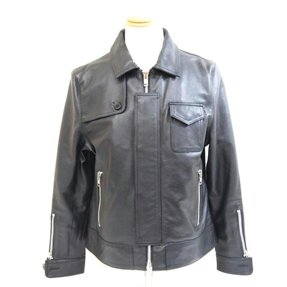 Liugoo CW22-R-1 Leather Rider Jacket for Men in Black /71