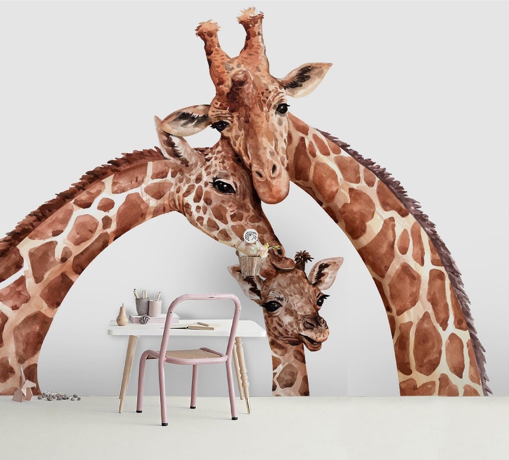 3D Giraffe Animal Watercolor Wall Murals Wallpaper Murals Wall Sticker