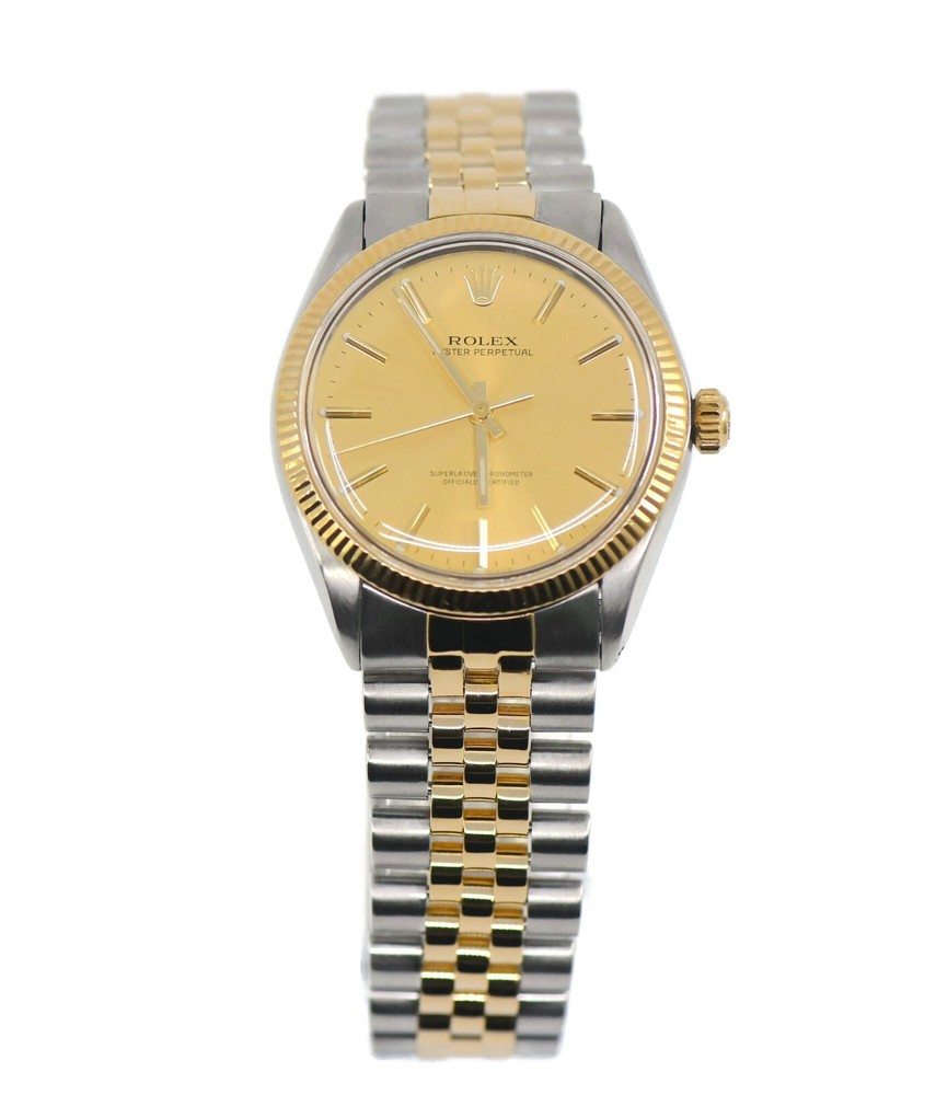 Rolex Oyster Perpetual 1005 18K Gold Stainless Steel Mens Watch