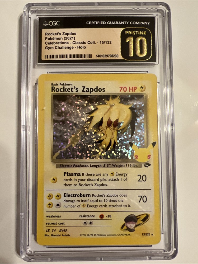 Rocket's Zapdos 15/132 Celebrations: Classic Collection Holo-pristine 10