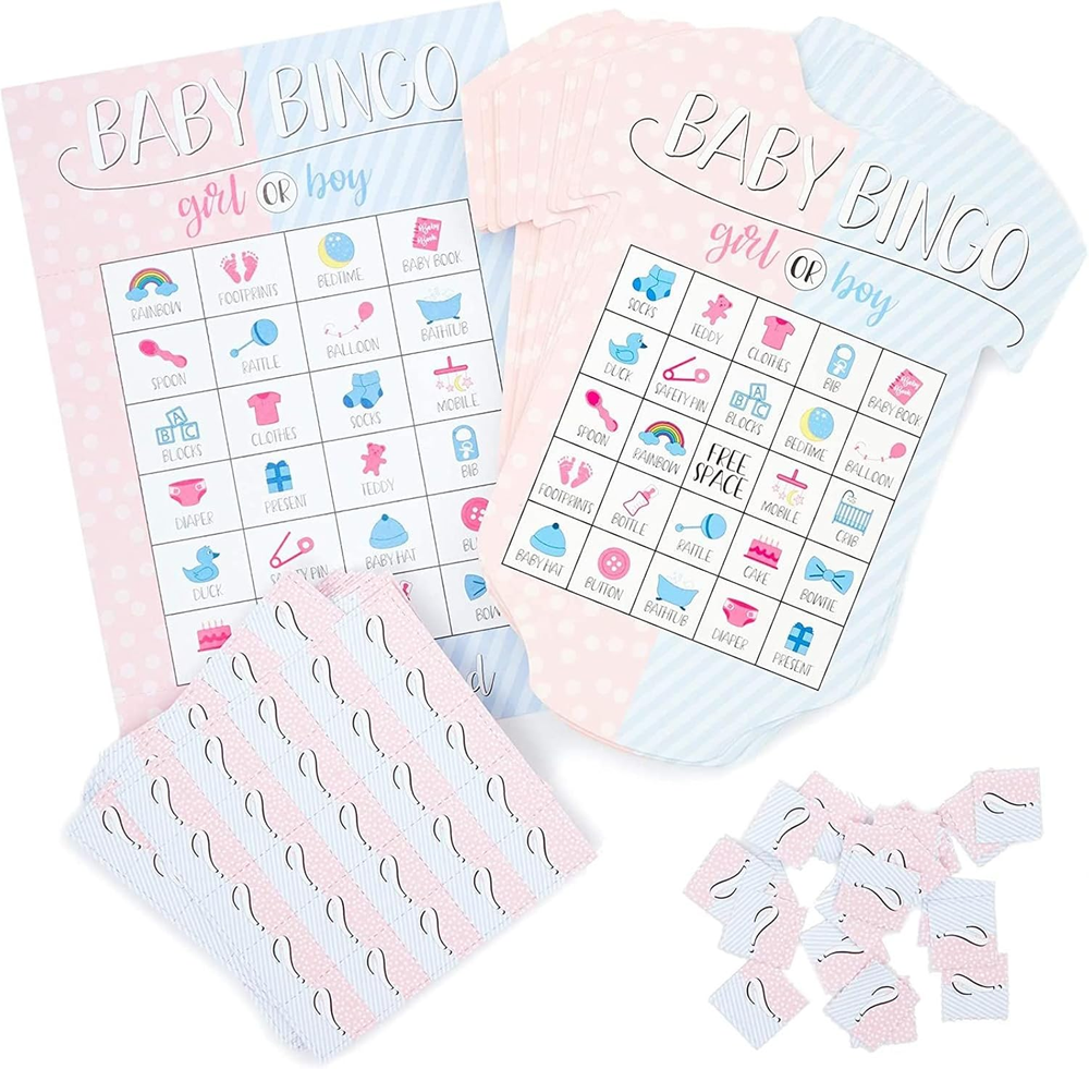 Juego de Bingo Gender Reveal, Suministros para Fiesta (38 Piezas)