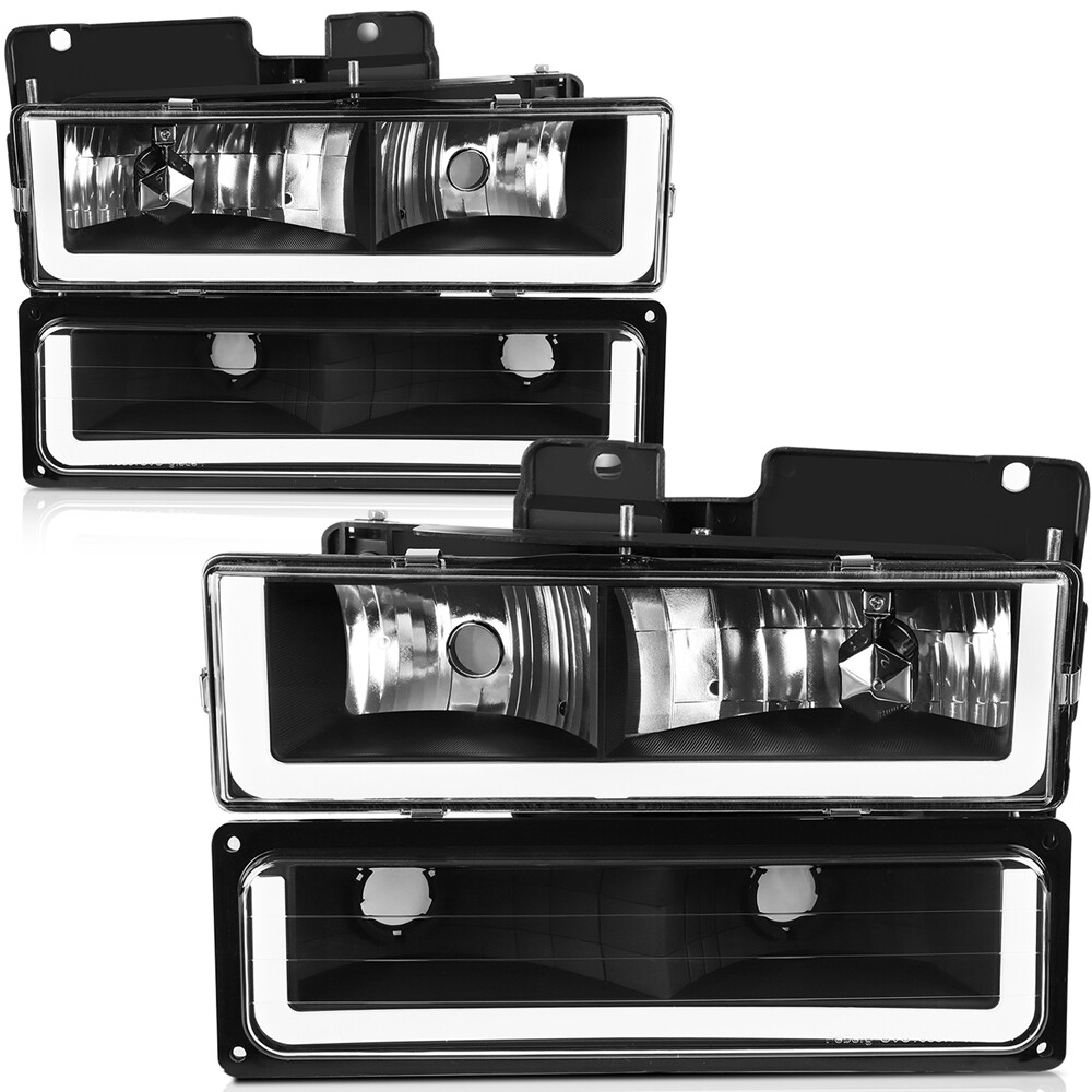 For 1988-1998 Chevy C10 Headlights Headlamps Assembly Driver Passenger Side Pair