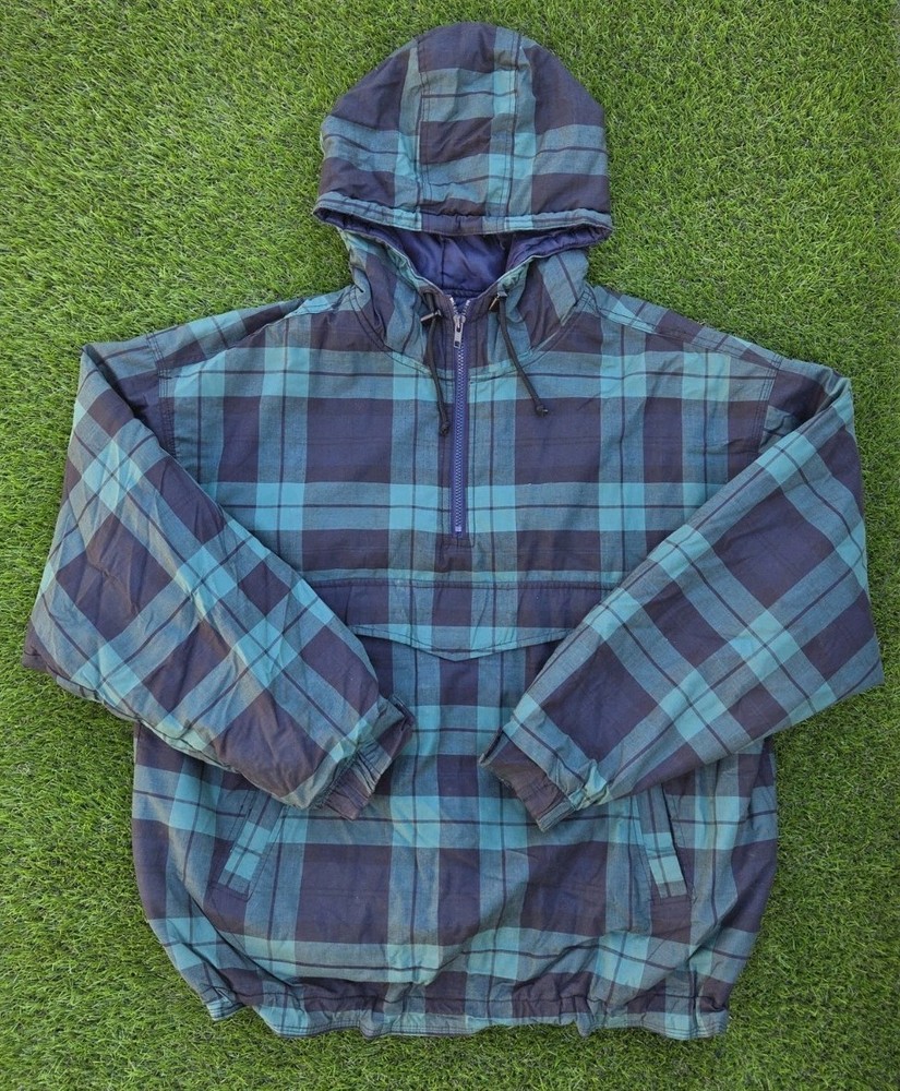 Vintage Y2K GAP Plaid Anorak Puffer Pullover 1/4 Zip Jacket Size Large