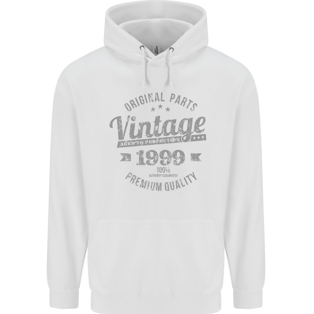 Vintage Year 26th Birthday 1999 Mens 80% Cotton Hoodie White