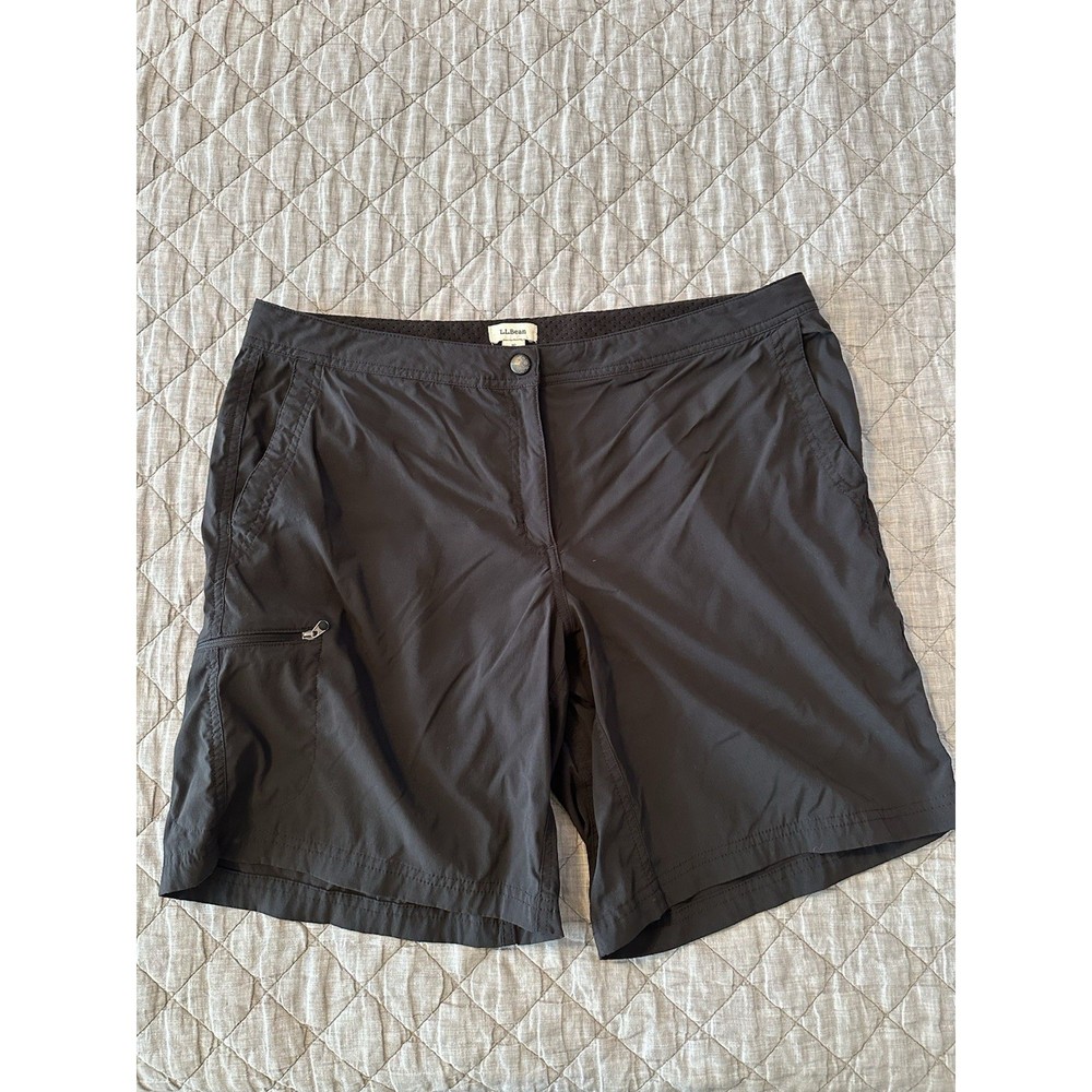 L.L. Bean Women's Hiking Trail Shorts Black Stretch Zip Pocket Size 16 Outdoor