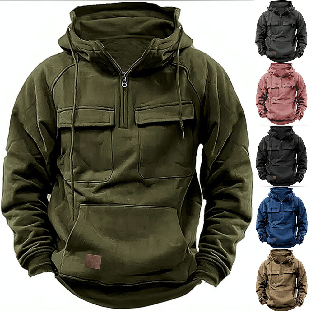 Mens Pullover Hoodie Hooded Sweatshirt Top Plain Hoody Jumper M -3XL Casual @