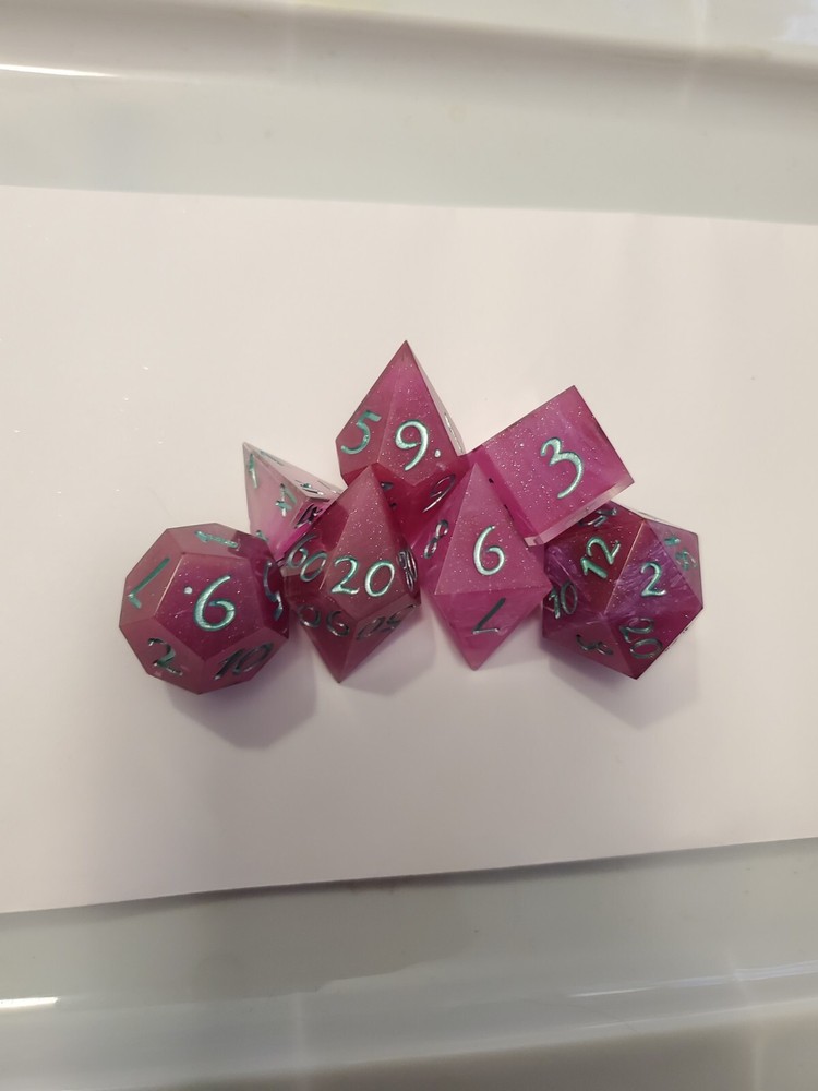 7pcs Set Of Handmade Resin DnD Gaming Dice: Mermaid Treasure
