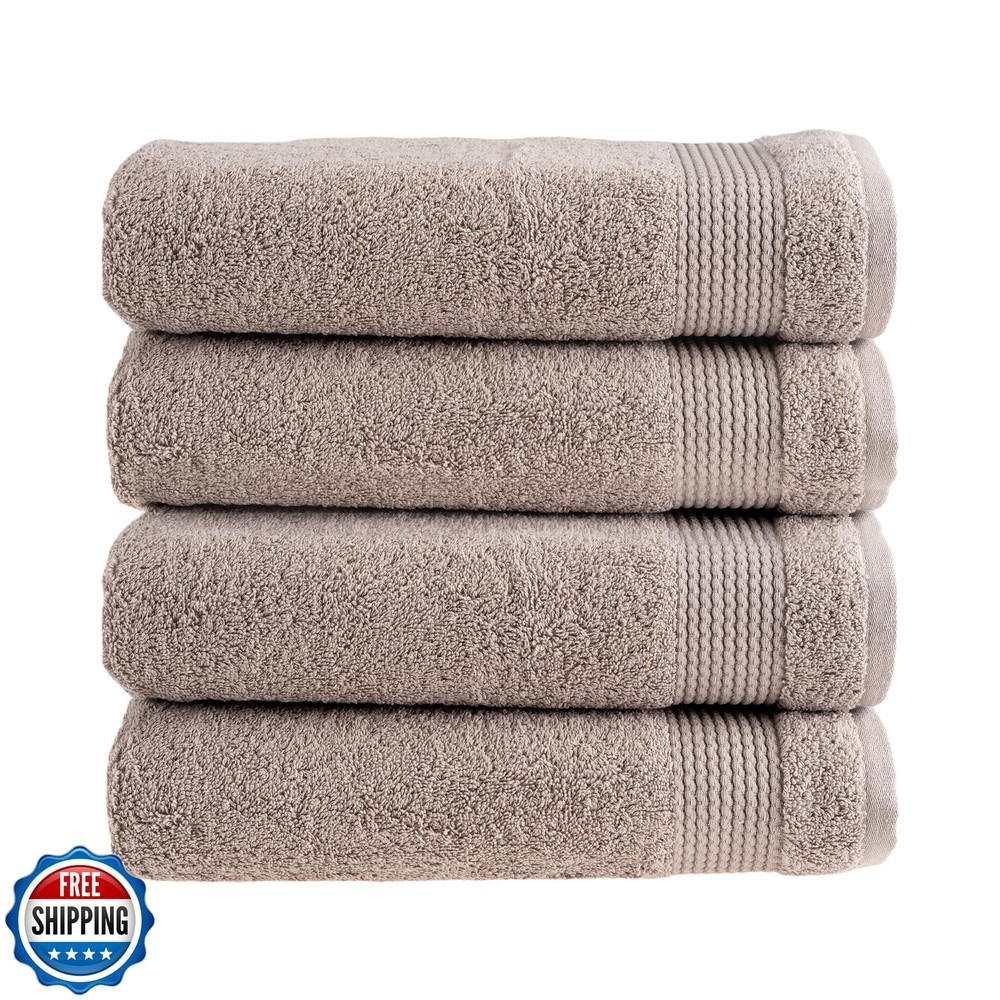HALLEY Turkish Cotton Towels (4-Pack) Super Soft Quick Absorbent 100% Cotton