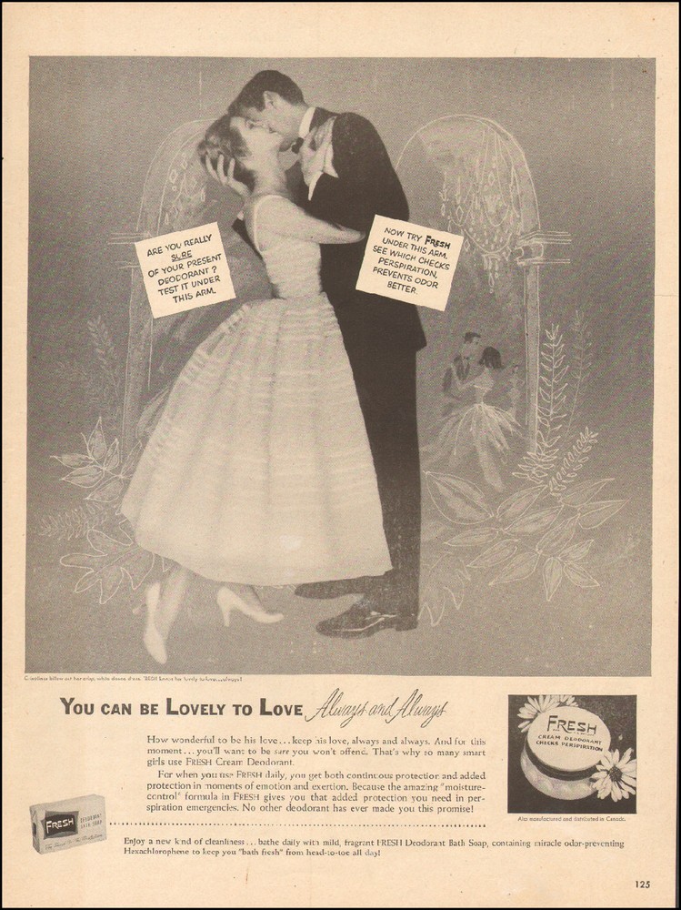 Vintage ad for Fresh Cream deodorant`Bride Groom Daisy Flower  (071917)