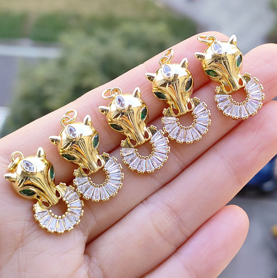 10pcs Metal Crystal Fox Pendants Magic Reiki Healing Amulet